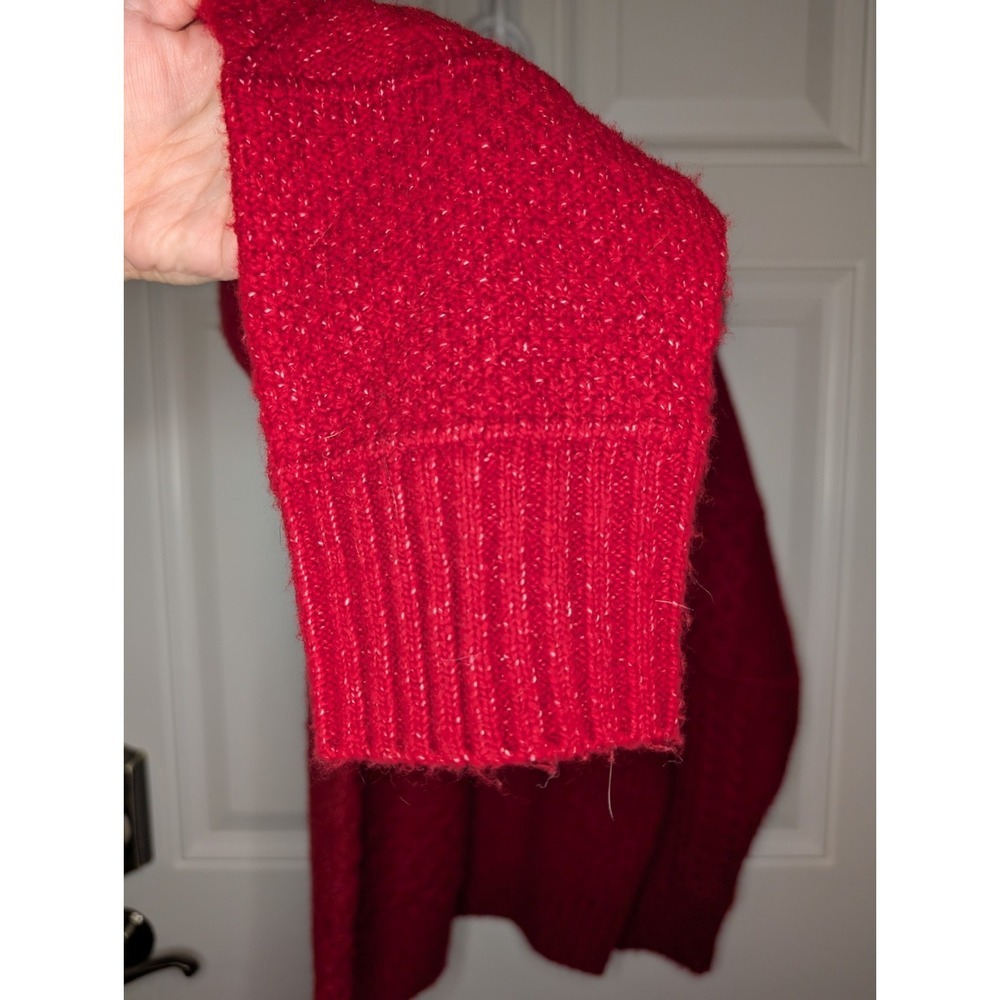 American Eagle Red Chunky Knit Soft Cozy Mock Neck Mixed Stitch Sweater Medium - Picture 6 of 10